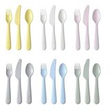 IKEA 704.613.85 KALAS 18 Parça Sofra Takımı Seti, Karışık Renkler, Bir Çocuğun Yiyecekleri Kesmesi ve Bölmesi Daha Kolay, Çocukların Küçük Ellerinde Tutması Kolay, Bıçağın Tırtıklı Kenarı Vardır