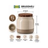 IKEA AKDENİZ BRUGDHAJ seramik kavanoz, bej, 1 lt