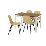 IKEA ALHULT/NORDMANSSKAR mutfak masası takımı bej/kahverengi-Letafors sarı-bej - 69618354
