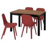 IKEA ALHULT/ODGER yemek masası takımı siyah/kahverengi-kırmızı - 29610091