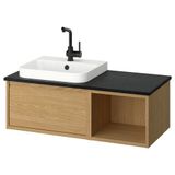 IKEA ANGSJÖN/BACKSJÖN lavabo dolabı kombinasyonu meşe görünümlü-siyah mermer görünüm - 89528456