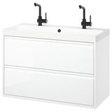 IKEA ANGSJÖN/BACKSJÖN lavabo dolabı kombinasyonu parlak cila beyaz - 09521312
