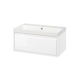 IKEA ANGSJÖN/BACKSJÖN lavabo dolabı kombinasyonu parlak cila beyaz - 19629543