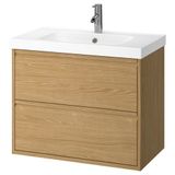IKEA ANGSJÖN/ORRSJÖN lavabo dolabı kombinasyonu meşe görünümlü - 09521265