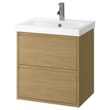 IKEA ANGSJÖN/ORRSJÖN lavabo dolabı kombinasyonu meşe görünümlü - 79578442