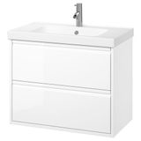 IKEA ANGSJÖN/ORRSJÖN lavabo dolabı kombinasyonu parlak cila beyaz - 59521263