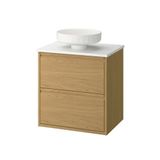 IKEA ANGSJÖN/TOLKEN/LERSJÖN lavabo dolabı kombinasyonu meşe görünümlü-beyaz mermer görünüm - 99629469