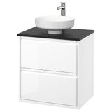 IKEA ANGSJÖN/TOLKEN/LERSJÖN lavabo dolabı kombinasyonu parlak cila beyaz-siyah mermer görünüm - 69571281