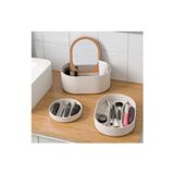 Ikea Ayna Kapaklı Saklama Kutusu, Bölmeli- Plastik Mantar 24X17 Cm Makyaj-Takı Organizeri