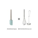 Ikea Bakglad Spatula, Bej-Mavi, 26 Cm + Idealısk Çırpıcı, Paslanmaz Çelik, 2 Parça