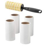 IKEA BASTIS 4'lü set halinde 40 adet kendinden yapışkanlı soyulabilir yapraklı tüy rulosu, gri saplı, 4 adet