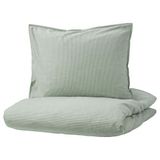 IKEA Bergpalm 150x200 / 50x60 cm Çizgili Yeşil Pamuk Tek Kişilik Nevresim Seti