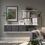 IKEA BERGSHULT/GRANHULT duvar rafı kombinasyonu beyaz-nikelaj kaplama - 49291069
