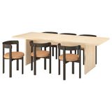IKEA BERGSHYTTAN/STOCKHOLM 2025 yemek masası takımı hafif boyalı efekt huş kaplama-deri koyu kahve - 49608407