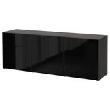 IKEA Besta 2449778145 Venge-Parlak Cila Siyah Füme Cam Dolap