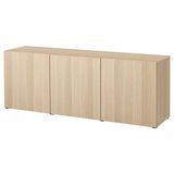 IKEA BESTA dolap kombinasyonu ağartılmış meşe görünümlü - 19324981