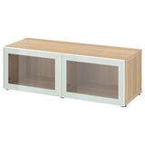 IKEA BESTA dolap kombinasyonu ağartılmış meşe görünümlü-beyaz-şeffaf cam - 09490476