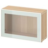 IKEA BESTA dolap kombinasyonu ağartılmış meşe görünümlü-beyaz-şeffaf cam - 79490468