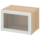 IKEA BESTA dolap kombinasyonu ağartılmış meşe görünümlü-beyaz-şeffaf cam - 99490472