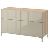 IKEA BESTA dolap kombinasyonu ağartılmış meşe görünümlü-parlak cila-bej - 79195330
