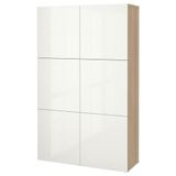 IKEA BESTA dolap kombinasyonu ağartılmış meşe görünümlü-parlak cila-beyaz - 69071622