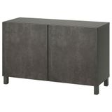 IKEA BESTA dolap kombinasyonu koyu gri-koyu gri taş görünümlü - 89508038