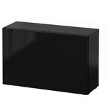 IKEA BESTA dolap kombinasyonu venge-siyah-füme cam - 59046888