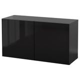 IKEA BESTA dolap kombinasyonu venge-siyah-füme cam - 69047769