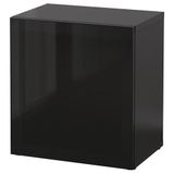 IKEA BESTA dolap kombinasyonu venge-siyah-füme cam - 99047763
