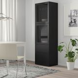 IKEA BESTA dolap kombinasyonu venge-siyah-kahverengi-şeffaf cam - 29412519
