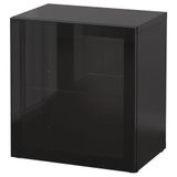 IKEA BESTA dolap kombinasyonu venge-siyah-şeffaf cam - 49047751