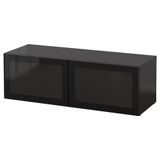 IKEA BESTA dolap kombinasyonu venge-siyah-şeffaf cam - 89047754