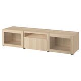 IKEA BESTA tv sehpası ağartılmış meşe görünümlü-beyaz meşe görünümlü-şeffaf cam - 99329343