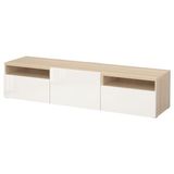 IKEA BESTA tv sehpası ağartılmış meşe görünümlü-parlak cila-beyaz - 49328614