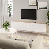 IKEA BESTA tv sehpası ağartılmış meşe görünümlü-parlak cila-beyaz - 59330715