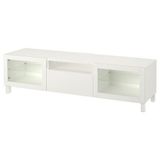 IKEA BESTA tv sehpası beyaz-şeffaf cam - 29398938