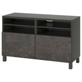 IKEA BESTA tv sehpası koyu gri-koyu gri taş görünümlü - 39506094