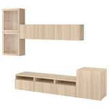 IKEA BESTA tv ünitesi ağartılmış meşe görünümlü-beyaz meşe görünümlü-şeffaf cam - 59406833