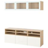 IKEA BESTA tv ünitesi ağartılmış meşe görünümlü-parlak cila-beyaz - 89488790