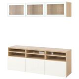 IKEA BESTA tv ünitesi ağartılmış meşe görünümlü-parlak cila-beyaz - 99488799