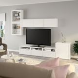 IKEA BESTA tv ünitesi beyaz-şeffaf cam - 39406725