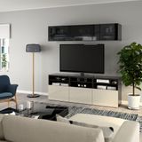 IKEA BESTA tv ünitesi venge-parlak cila-bej-füme cam - 19407207