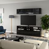 IKEA BESTA tv ünitesi venge-parlak cila-siyah-füme cam - 79407209