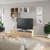 IKEA BESTA/EKET tv ünitesi beyaz-ağartılmış meşe görünümlü - 89437748