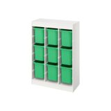 IKEA Beyaz Çocuk Odası Oyuncak Dolabı, 99x44x94 cm, Yeşil Saklama Kutuları ile