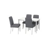 IKEA Beyaz Modern Yemek Masası Takımı, Gunnared Orta Gri Sandalyeli, 4 Kişilik