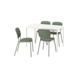 IKEA Beyaz Yemek Masası, Gri-Yeşil Sandalyeler, Yemek Odası Mobilyası Seti 2007335700478