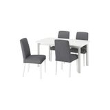 IKEA Beyaz Yemek Masası Takımı, Gunnared Orta Gri Sandalyeler, 4 Kişilik