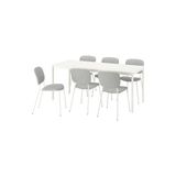 IKEA Beyaz Yemek Masası Takımı, Tibbleby Bej/Gri Sandalyeli, 6 Kişilik