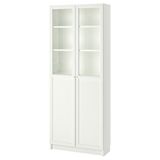 IKEA BILLY cam/panel kapaklı kitaplık beyaz - 69281776